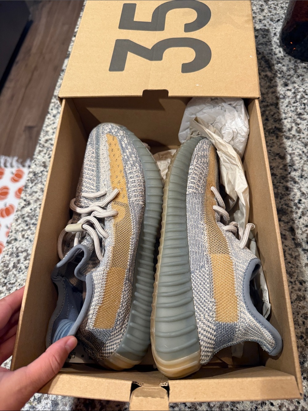 Yeezy boost 350 Neutral Gray/blue Athletic Sneakers size 6.5